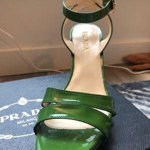 Authentic Prada patent wedge sandal